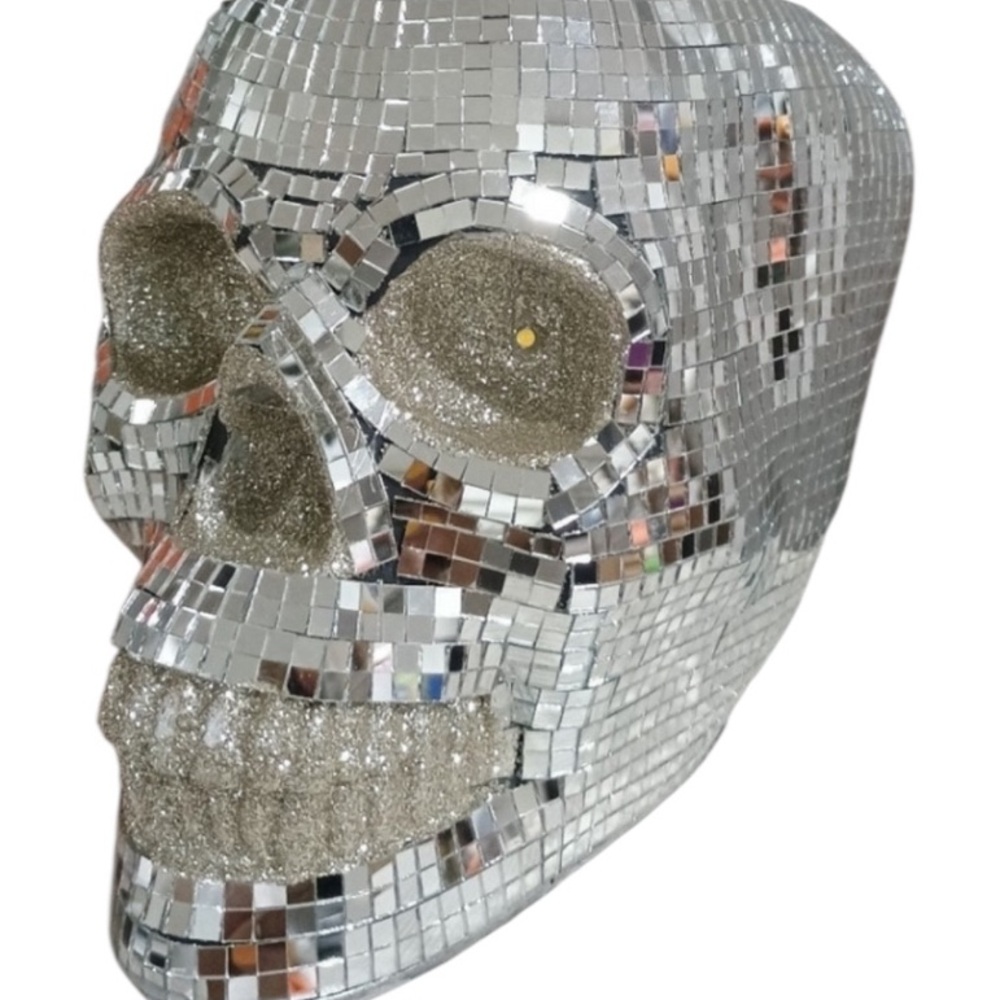 Rachel Zoe LED Disco Skull LIGHTS UP Skeleton Mirrored Halloween  Party NWT
